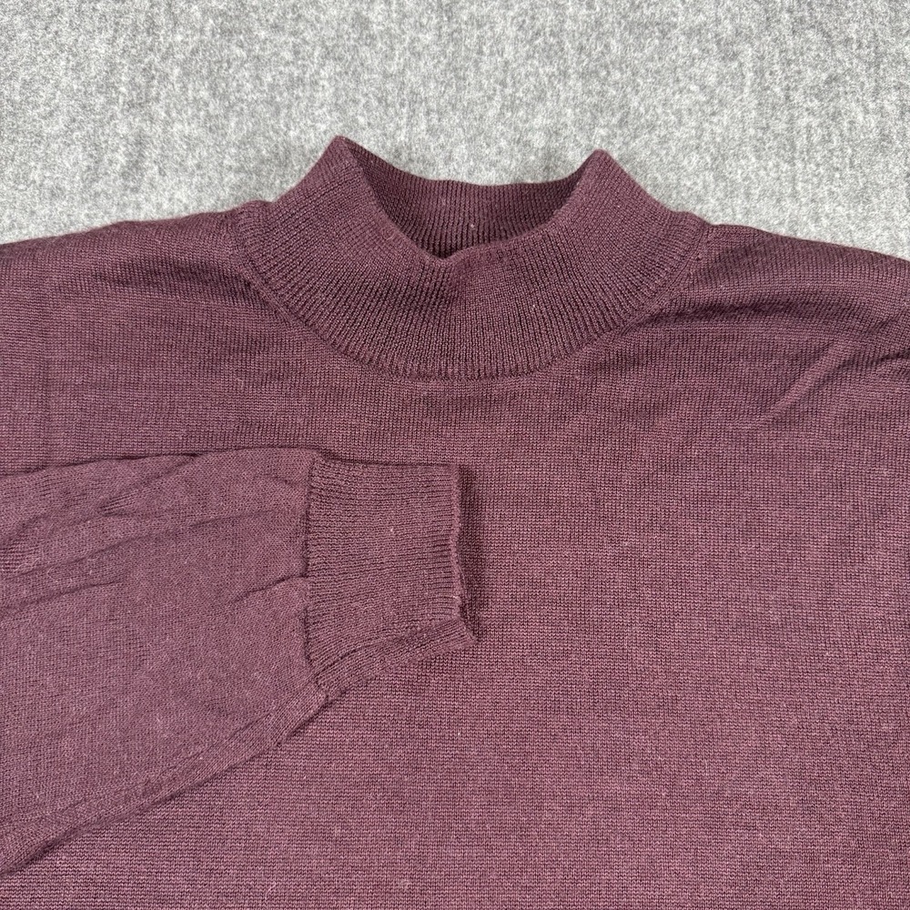 Linea Uomo Men's L Wool Blend Mock Neck Sweater Burgundy Long Sleeve Pullover